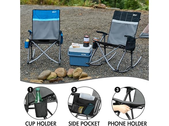 Portal Grey/Black Rocking Camping Chair