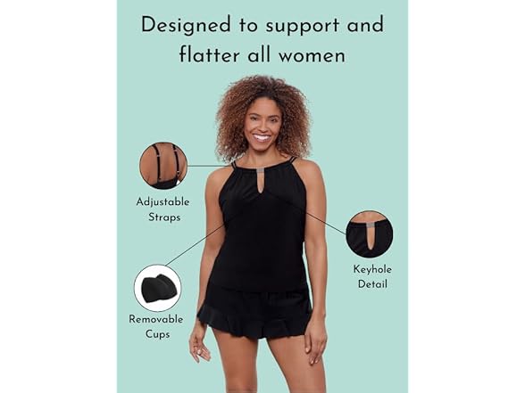 Aqua Green Women Keyhole High Neck Full Swim Top