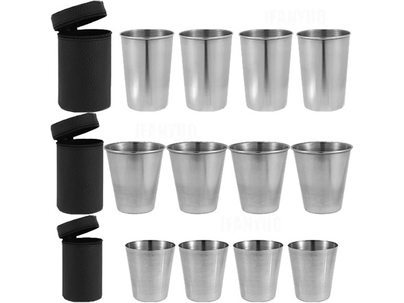 (3 Set/12 Pcs) Stainless Steel Travel Cups Set