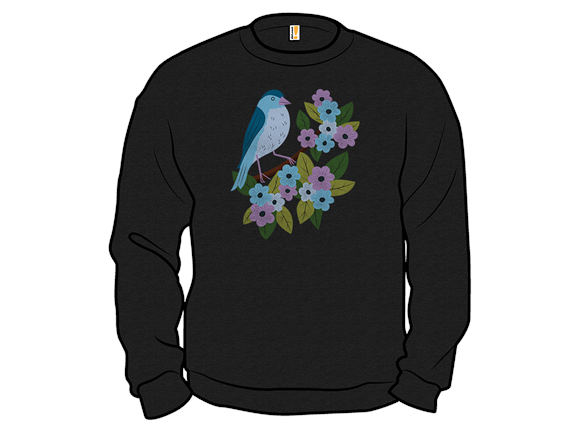 Bird on a Branch with Flowers