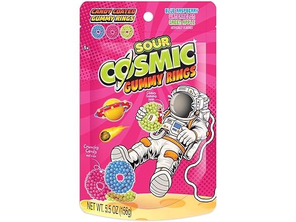 1PK Cosmic Sour Gummy Ring Candies, 5.5 oz.