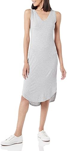 Amazon Essentials Womens Jersey Regular Fit Sleeveless V Neck Midi Dress