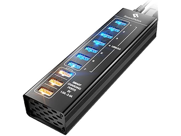 SmartDelux 10-Port USB 3.0 Hub
