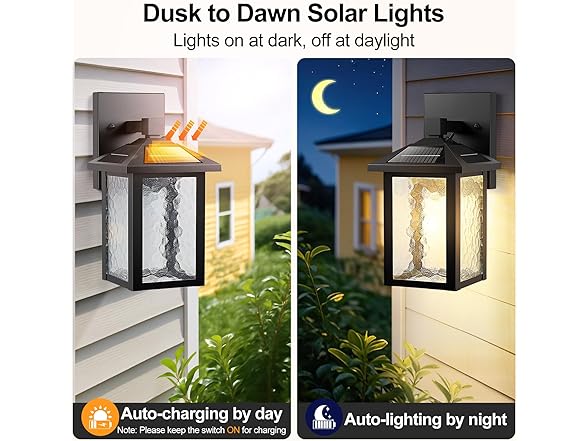 BesLowe Solar Wall Lights Outdoor 2-Pack