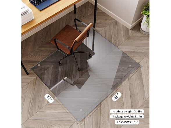Koonmi Grey Glass Chair Mat 42" x 48"