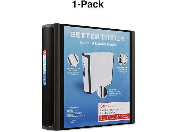 STAPLES Staples Better 3-Inch D-Ring Binder,