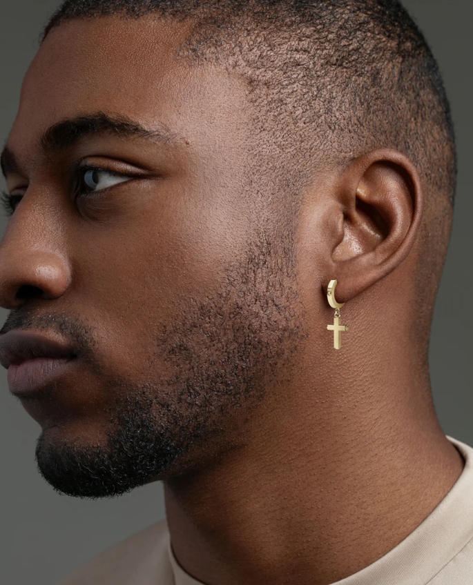 Unisex Cross Hoop & Stud Earring Set - Gallery 16