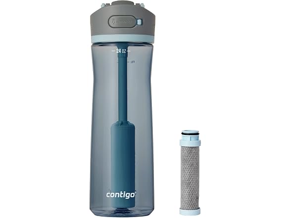 Contigo Wells Plastic Filter Water Bottle 24 Oz, Dark Ice