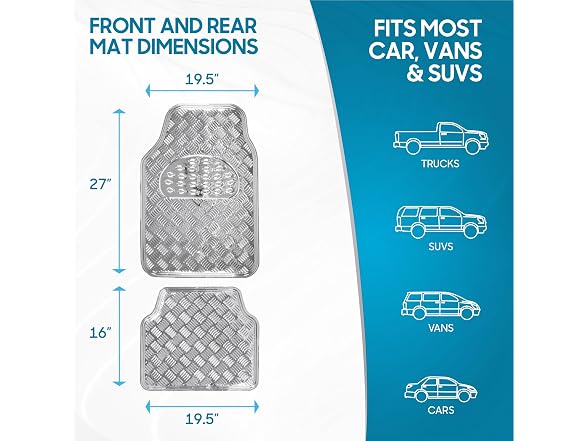BDK Metallic Chrome Car Floor Mats