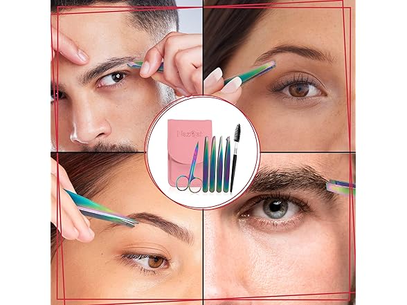 NazQat 6 Pcs Tweezers Set