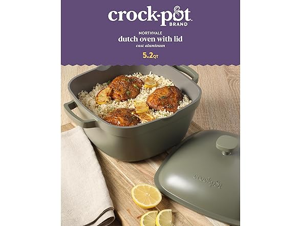 Crock-Pot  Cast Aluminum 5.2 Quart Dutch Oven