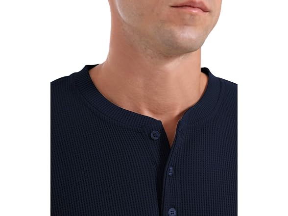 Qualfort Men (M) Waffle Henley Shirt Long Sweater