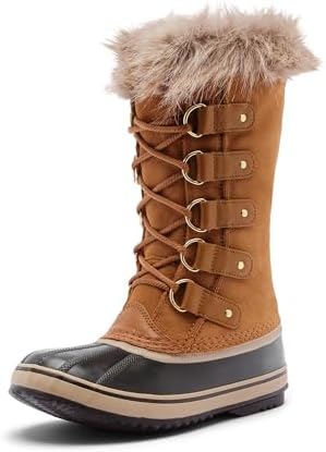 SOREL Women's Joan of Arctic Waterproof Boot - Camel Brown, Black - 10