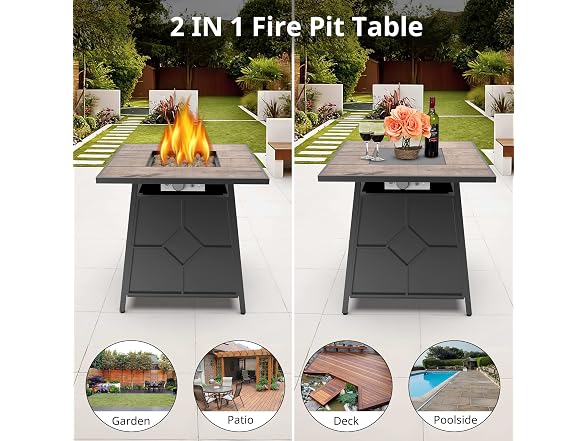 OTSUN 28'' Propane Fire Pit Table for Patio Outdoor