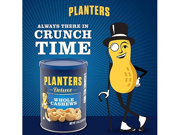 PLANTERS Deluxe Salted Whole Cashews, 2.25oz Can