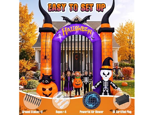 12.5FT Halloween Inflatable Arch Skull - Gallery 3