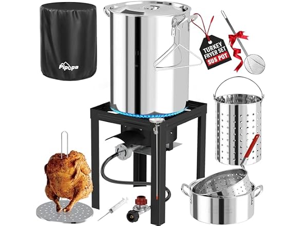 Pipopa 30QT & 10QT Stainless Steel Turkey Fryer