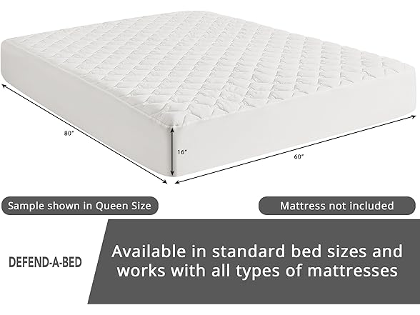 Defend-A-Bed Deluxe Quilted Waterproof Mattress Protector, Queen