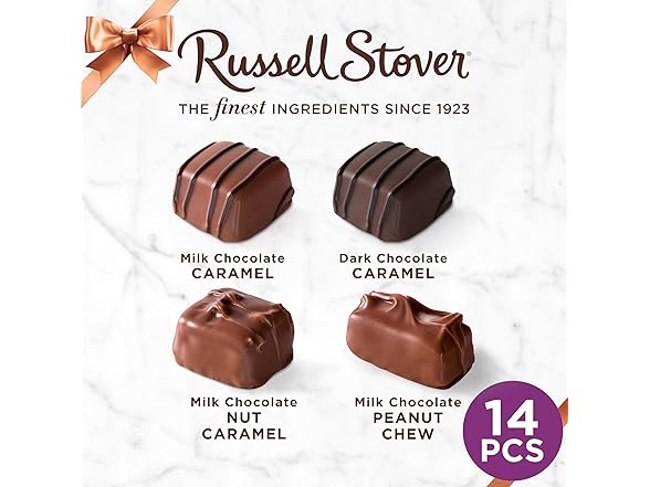 Russell Stover Assorted Caramels Choc 9o