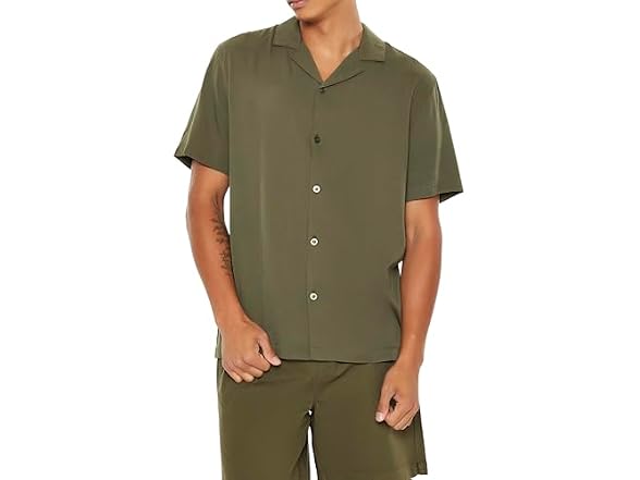 Forever 21 Cuban Collar Short-sleeve Shirt
