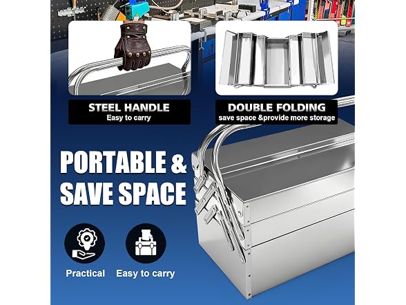 3-Tier 5 Tray Metal Cantilever Tool Box