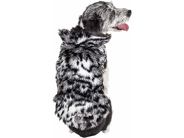 Pet Life ® Gray-Scale Tiger Fur Dog Coat