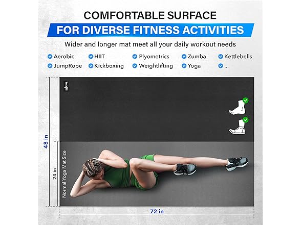 YES4ALL Large Exercise Mat for Home Gym