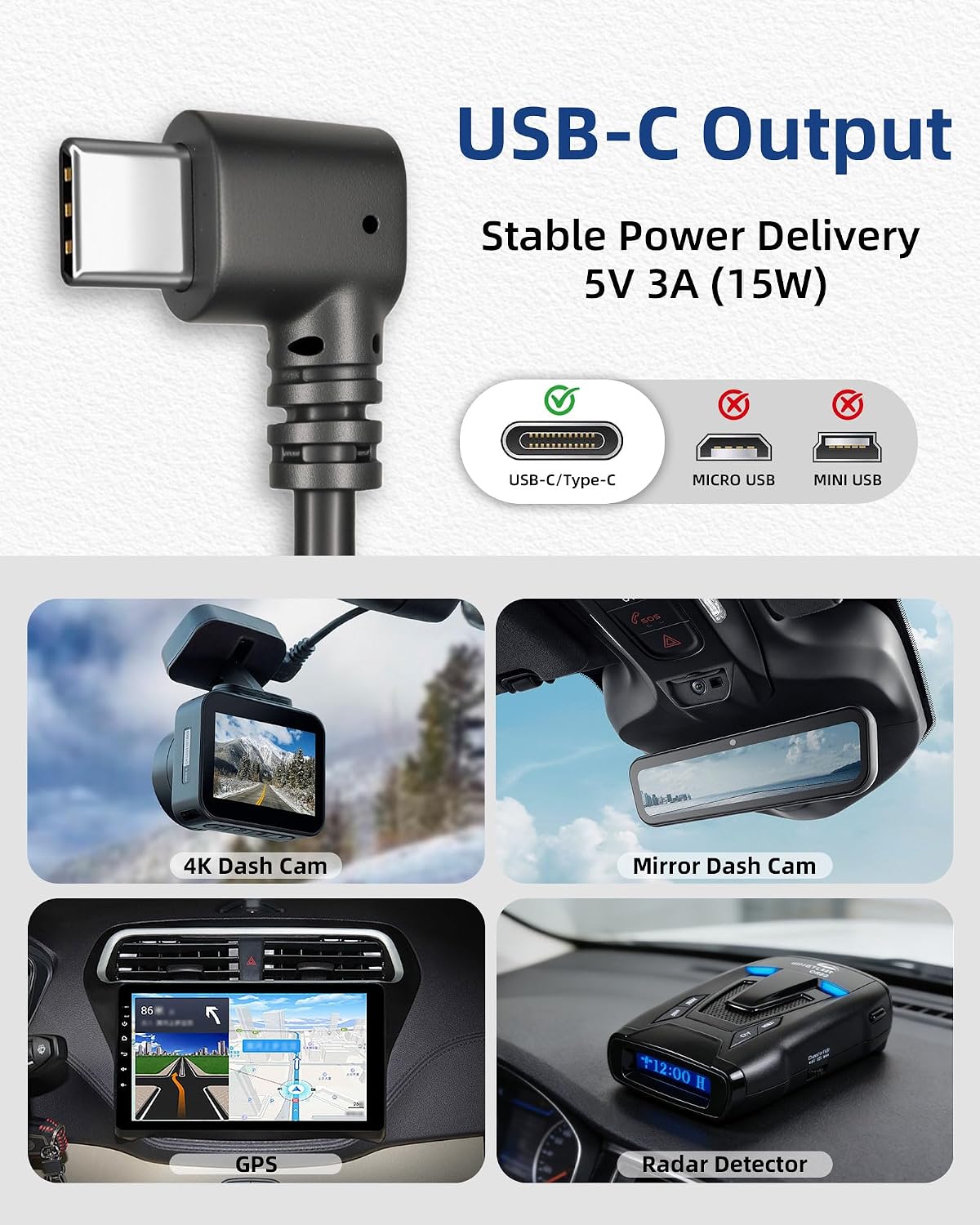 Dash Cam OBD Power Cable USB C - Gallery 15