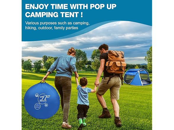 ZOMAKE Easy Pop Up Tent, 4-Person, Blue