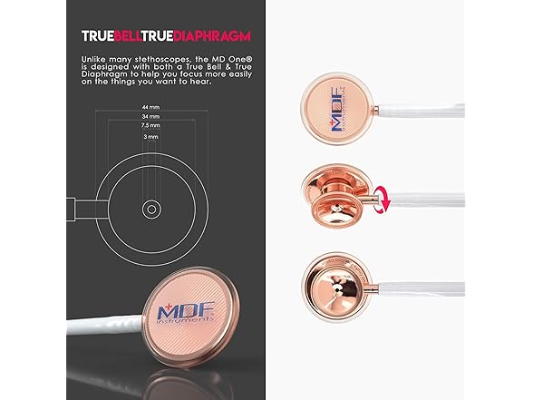 MDF Stethoscope, RoseGold, White Tube