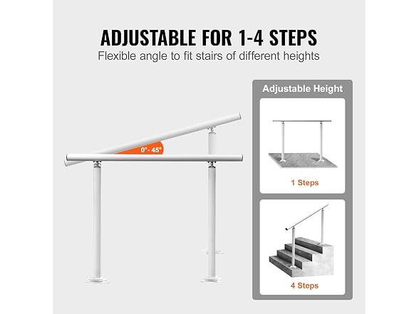 Outdoor Stair Railing Kit, 4 FT Handrails 1-4