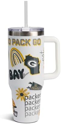 The Memory Company Official Licensed 40oz Team Spirit Stainless Steel Tumbler - Vacuum-Insulated Double-Wall Travel Cup With Handle and Straw Lid