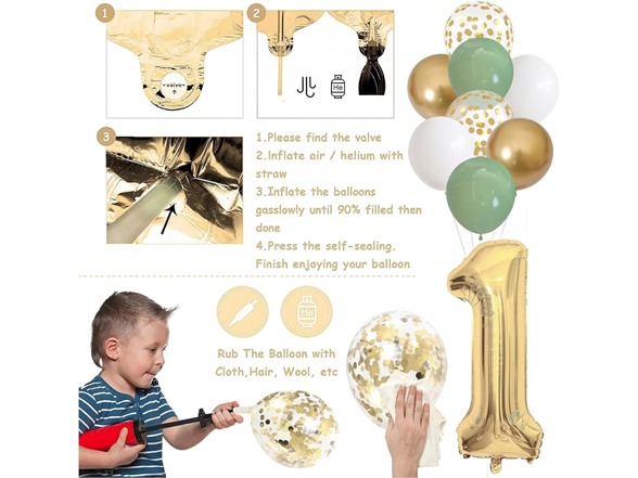 40th Birthday Balloon Set Sage & Gold