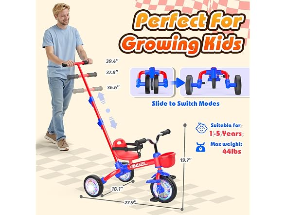 Kkdi 5-in-1 Toddler Bike, Blue