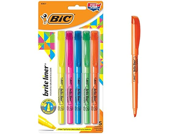 BIC Brite Liner Chisel Tip Highlighters