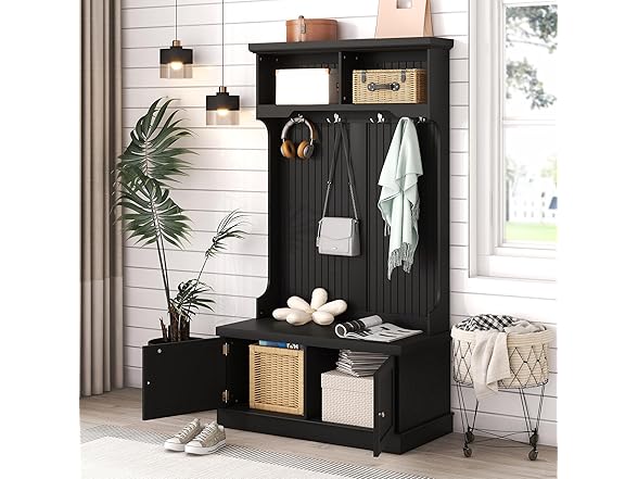 Hall Tree With Storage Shoe Bench