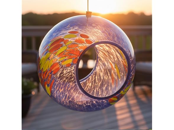 Sunnydaze Fire & Ice Solar Glass Bird Feeder
