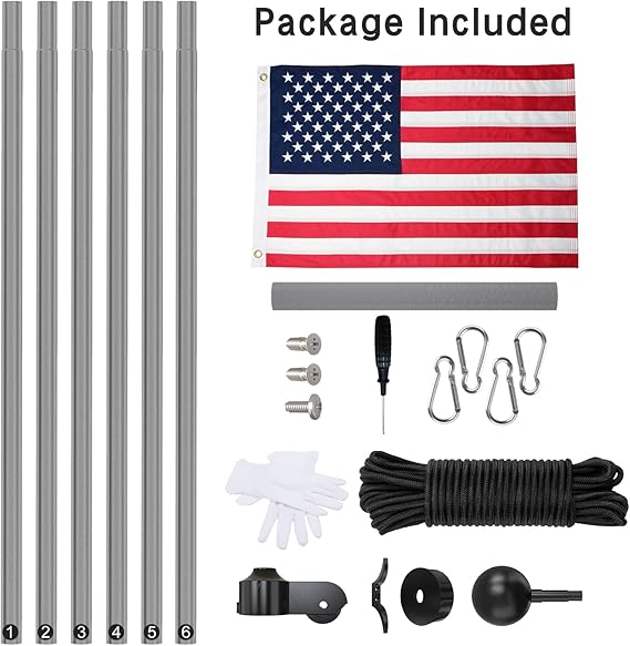 NELXINJO 25FT 25FT Silver flag pole(1.0mm) Silver - Gallery 22