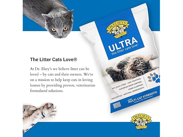 Dr Elseys Ultra Unscented Clumping Cat Litter 18lb