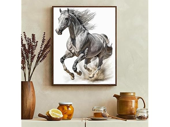 HMDIIMGE Diamond Painting Kits, Dappled Gray Horse