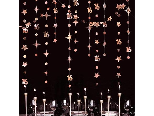 Rose Gold Number 16 Circle Dot Twinkle Star - Gallery 3