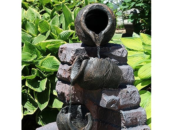 Sunnydaze Crumbling Bricks and Pots 27-Inch Solar Fountain
