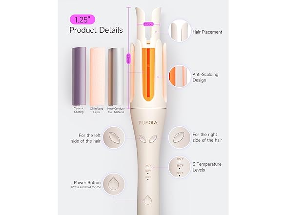 Rotating Curling Iron with 3 Temp