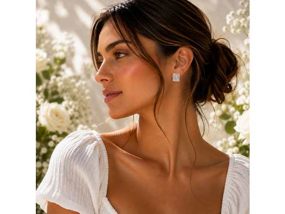 Cluster Cubic Zirconia Stud Earrings