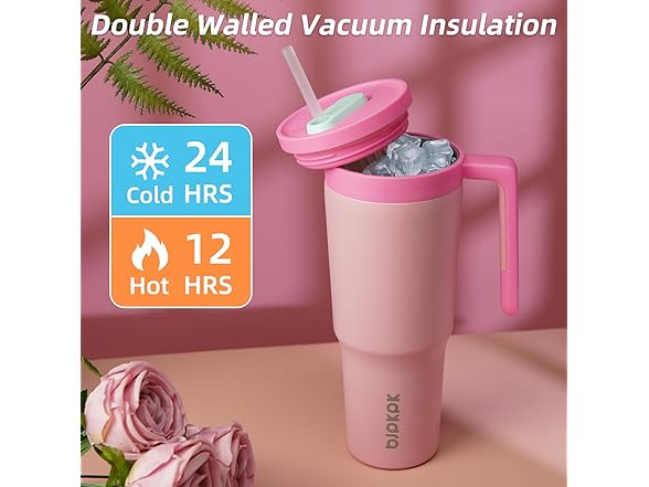 BJPKPK 40oz Tumbler w/Handle Light Pink