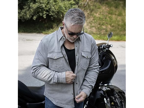 Men's Grey Flannel Biker Shirt XL