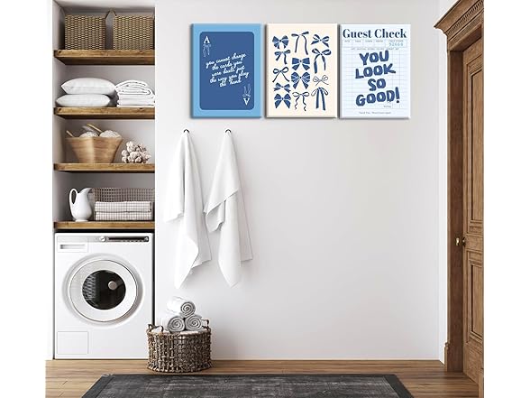 Marllifenney Blue Preppy Wall Art Framed