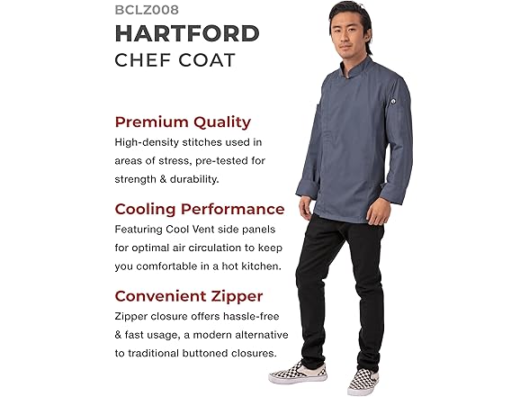 Chef Works Men's Hartford Coat (L)