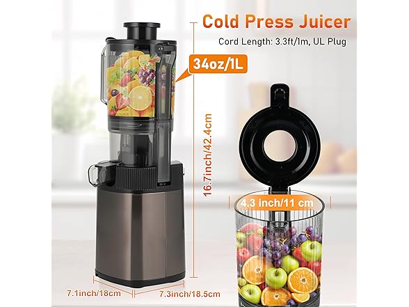 FAB&DELUXE Cold Press Juicer - 34oz