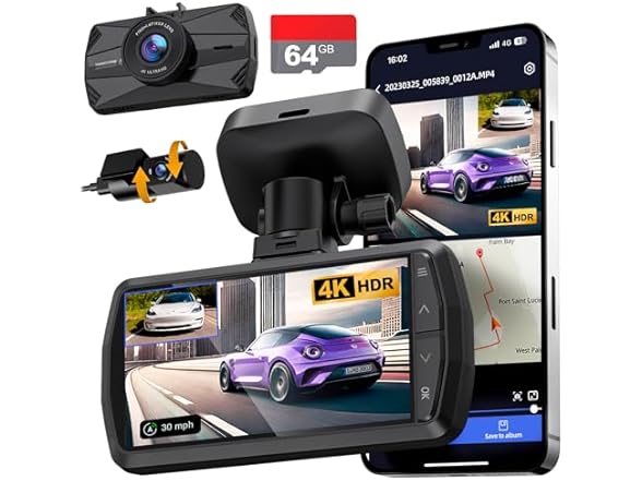 YEECORE 4K Dash Cam Front and Rear